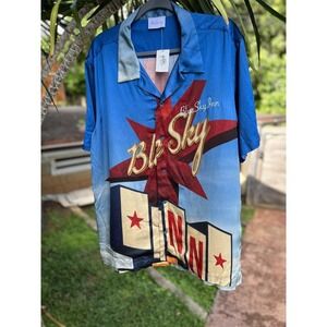 BLUE SKY INN $345 Viscose Button Down Shirt Vegas Style Size Large MADE IN ITALY